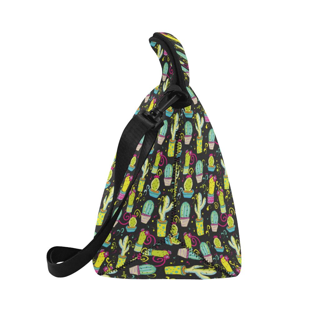 Cactus Neon Style Print Pattern Neoprene Lunch Bag (Model 1669)(Large)-JTAMIGO.COM
