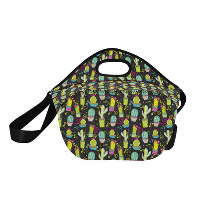 Cactus Neon Style Print Pattern Neoprene Lunch Bag (Model 1669)(Large)-JTAMIGO.COM