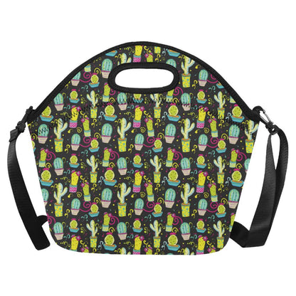 Cactus Neon Style Print Pattern Neoprene Lunch Bag (Model 1669)(Large)-JTAMIGO.COM