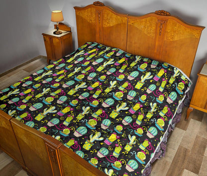 Cactus Neon Style Print Pattern Premium Quilt-JTAMIGO.COM