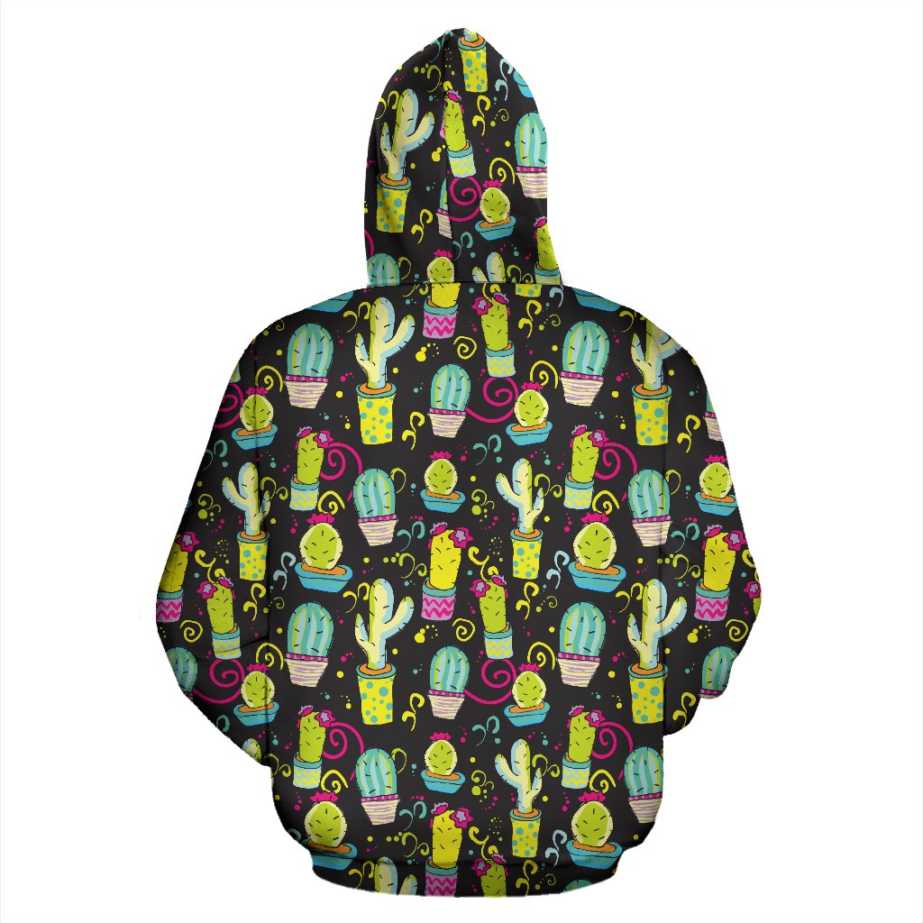 Cactus Neon Style Print Pattern Pullover Hoodie