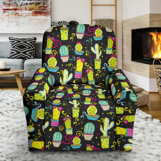 Cactus Neon Style Print Pattern Single Sofa Slipcover -JTAMIGO.COM