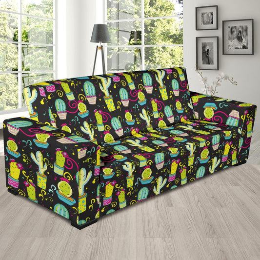 Cactus Neon Style Print Pattern Sofa Slipcover-JTAMIGO.COM