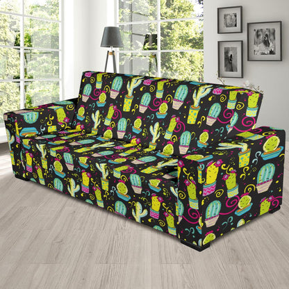 Cactus Neon Style Print Pattern Sofa Slipcover-JTAMIGO.COM