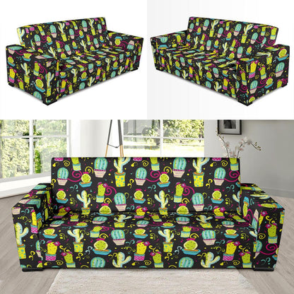 Cactus Neon Style Print Pattern Sofa Slipcover-JTAMIGO.COM
