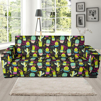 Cactus Neon Style Print Pattern Sofa Slipcover-JTAMIGO.COM