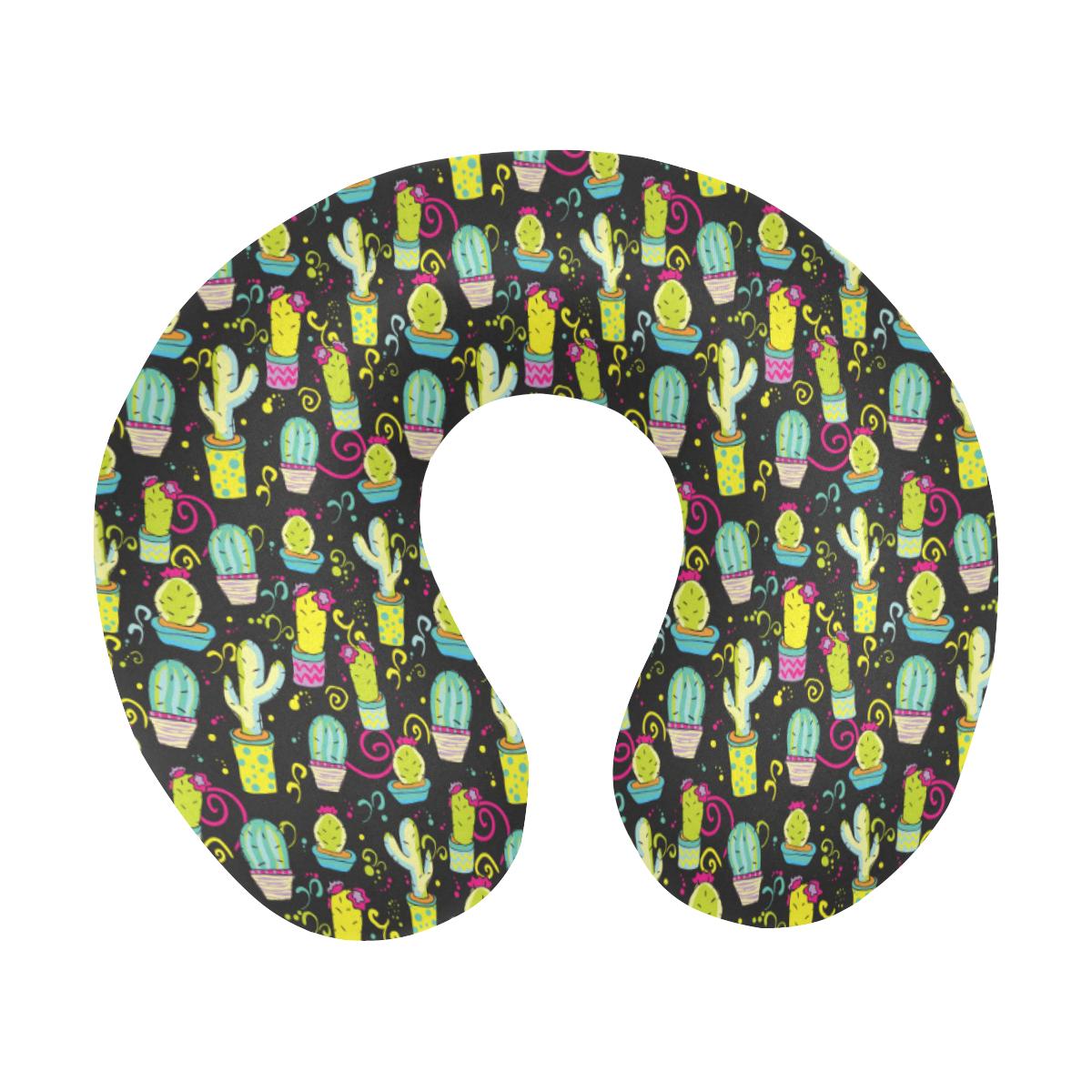 Cactus Neon Style Print Pattern U-Shaped Travel Neck Pillow-JTAMIGO.COM