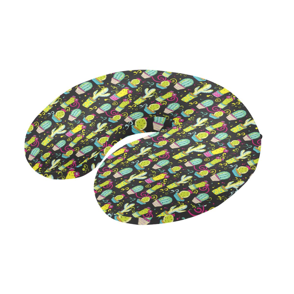 Cactus Neon Style Print Pattern U-Shaped Travel Neck Pillow-JTAMIGO.COM