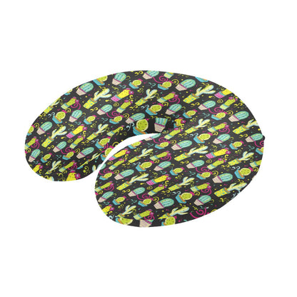 Cactus Neon Style Print Pattern U-Shaped Travel Neck Pillow-JTAMIGO.COM