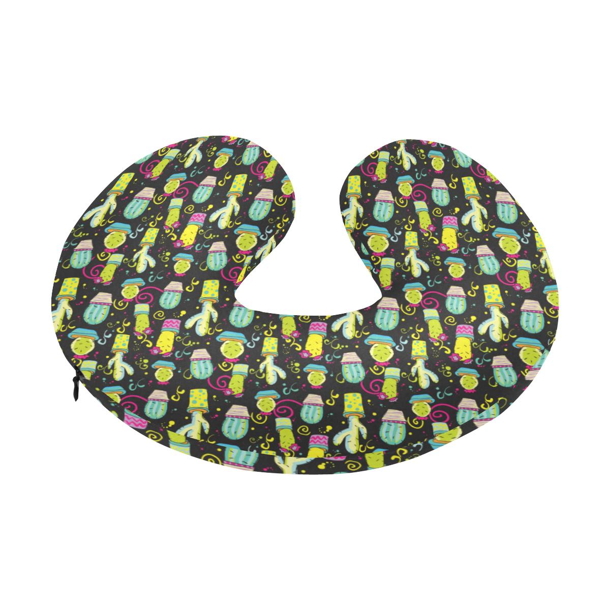 Cactus Neon Style Print Pattern U-Shaped Travel Neck Pillow-JTAMIGO.COM