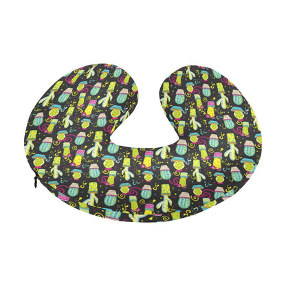 Cactus Neon Style Print Pattern U-Shaped Travel Neck Pillow-JTAMIGO.COM