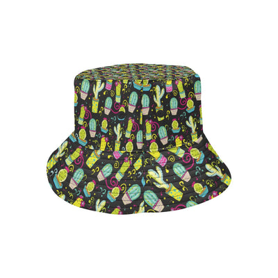 Cactus Neon Style Print Pattern Unisex Bucket Hat