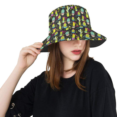 Cactus Neon Style Print Pattern Unisex Bucket Hat