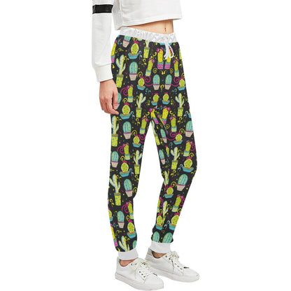 Cactus Neon Style Print Pattern Unisex Casual Sweatpants (Model L11)-JTAMIGO.COM