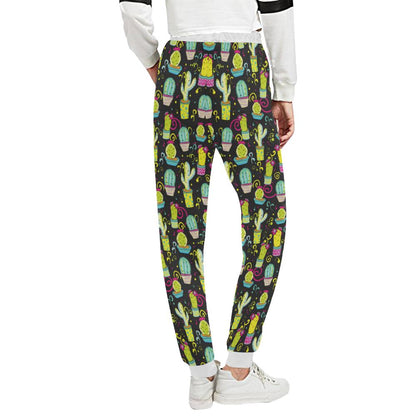 Cactus Neon Style Print Pattern Unisex Casual Sweatpants (Model L11)-JTAMIGO.COM