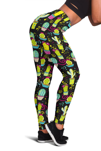 Cactus Neon Style Print Pattern Women Leggings