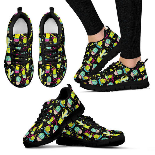 Cactus Neon Style Print Pattern Women Sneakers Shoes