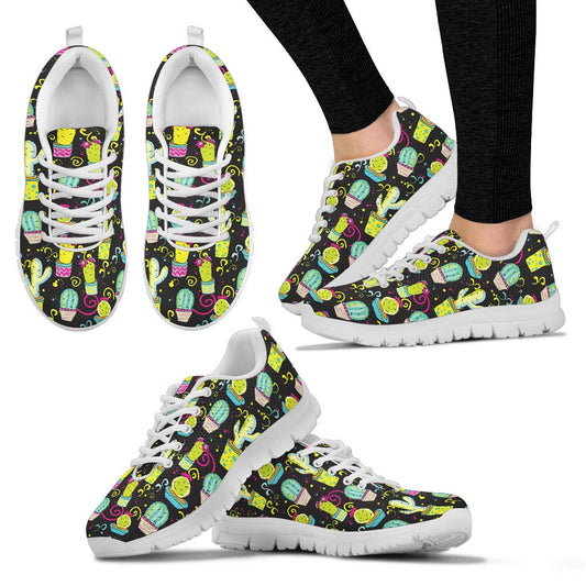 Cactus Neon Style Print Pattern Women Sneakers Shoes