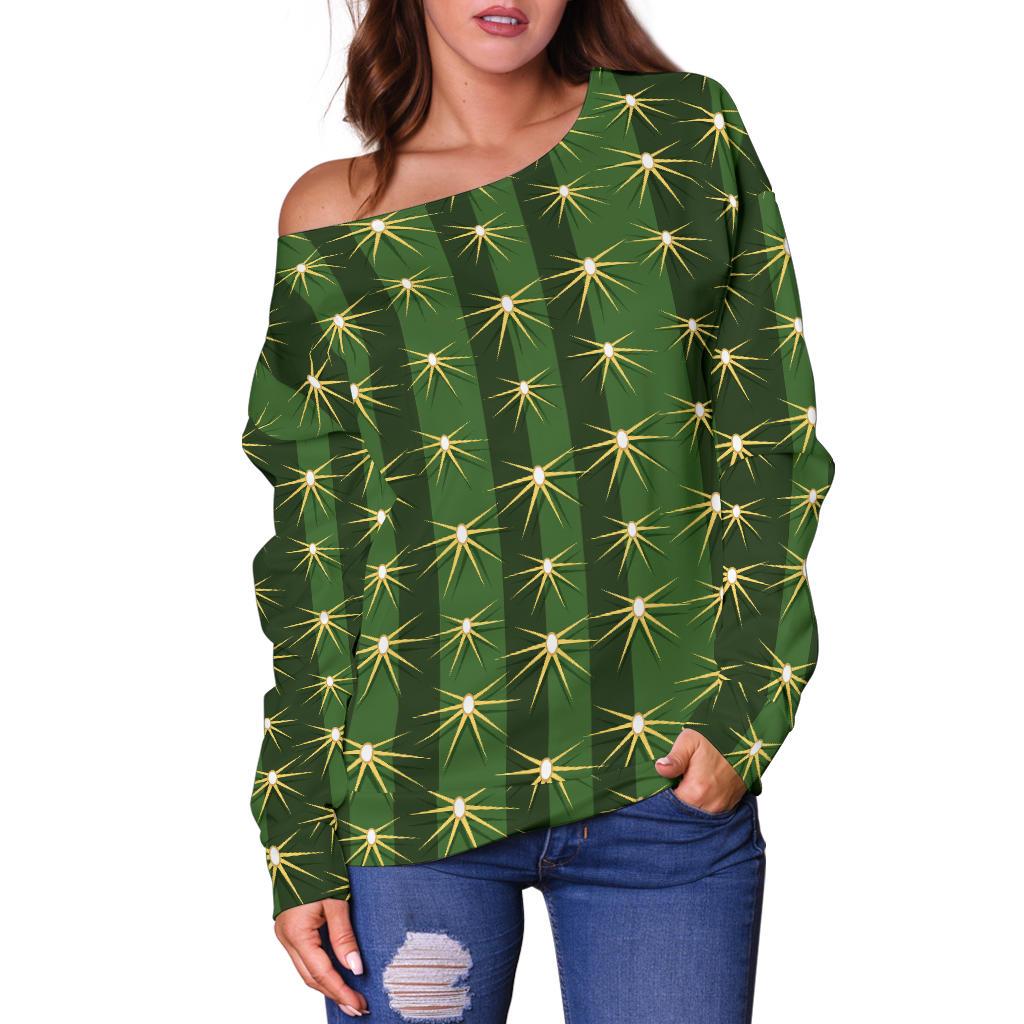 Cactus Skin Print Pattern Off Shoulder Sweatshirt