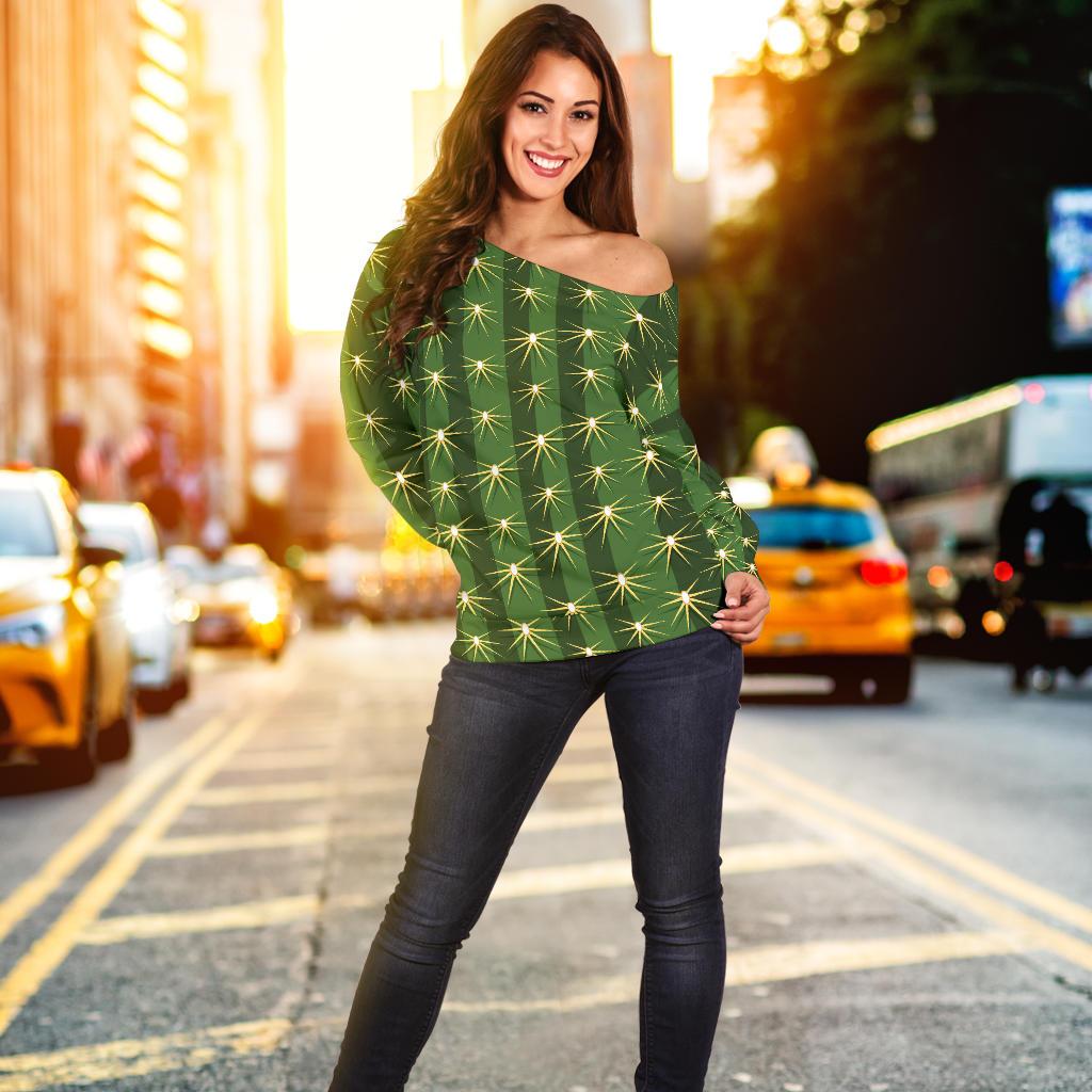 Cactus Skin Print Pattern Off Shoulder Sweatshirt