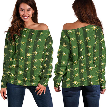 Cactus Skin Print Pattern Off Shoulder Sweatshirt