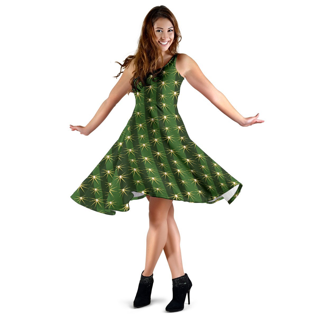 Cactus Skin Print Pattern Sleeveless Dress
