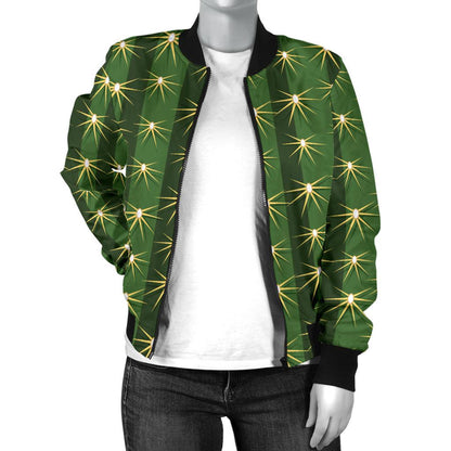 Cactus Skin Print Pattern Women Casual Bomber Jacket
