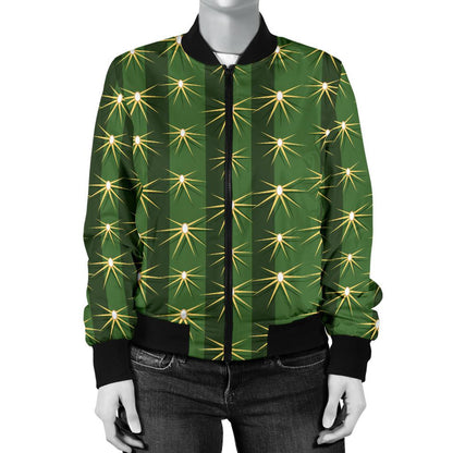 Cactus Skin Print Pattern Women Casual Bomber Jacket