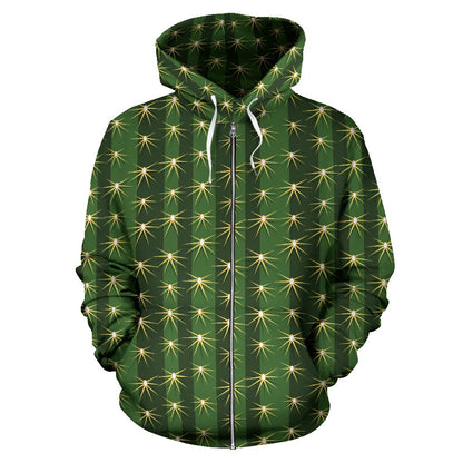 Cactus Skin Print Pattern Zip Up Hoodie