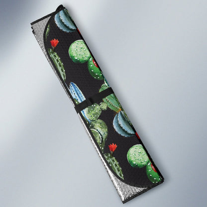 Cactus Watercolor Style Print Car Sun Shade For Windshield