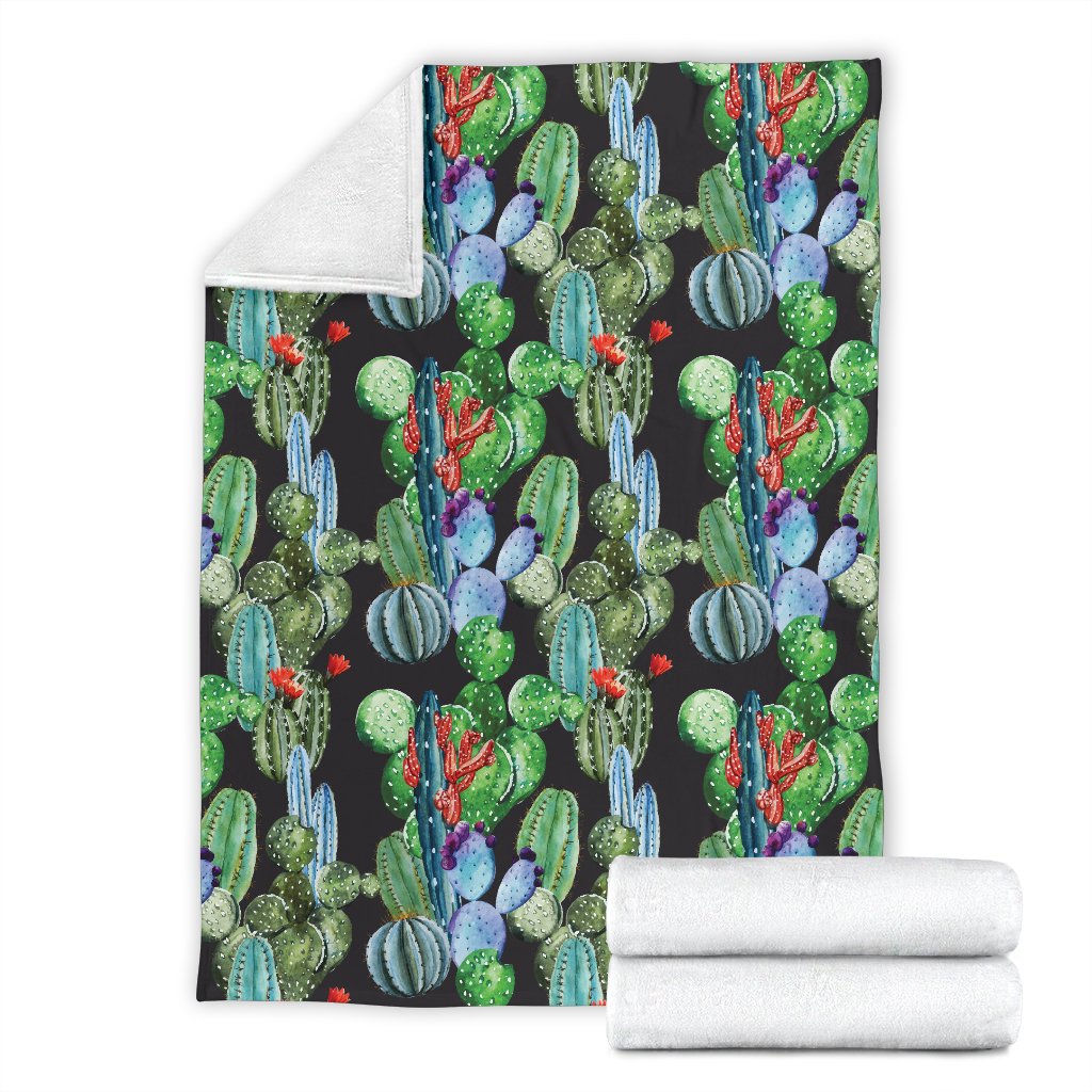 Cactus Watercolor Style Print Fleece Blanket