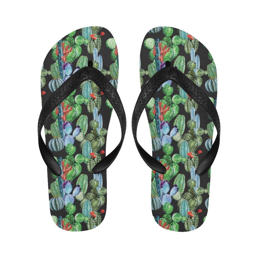 Cactus Watercolor Style Print Flip Flops-JTAMIGO.COM