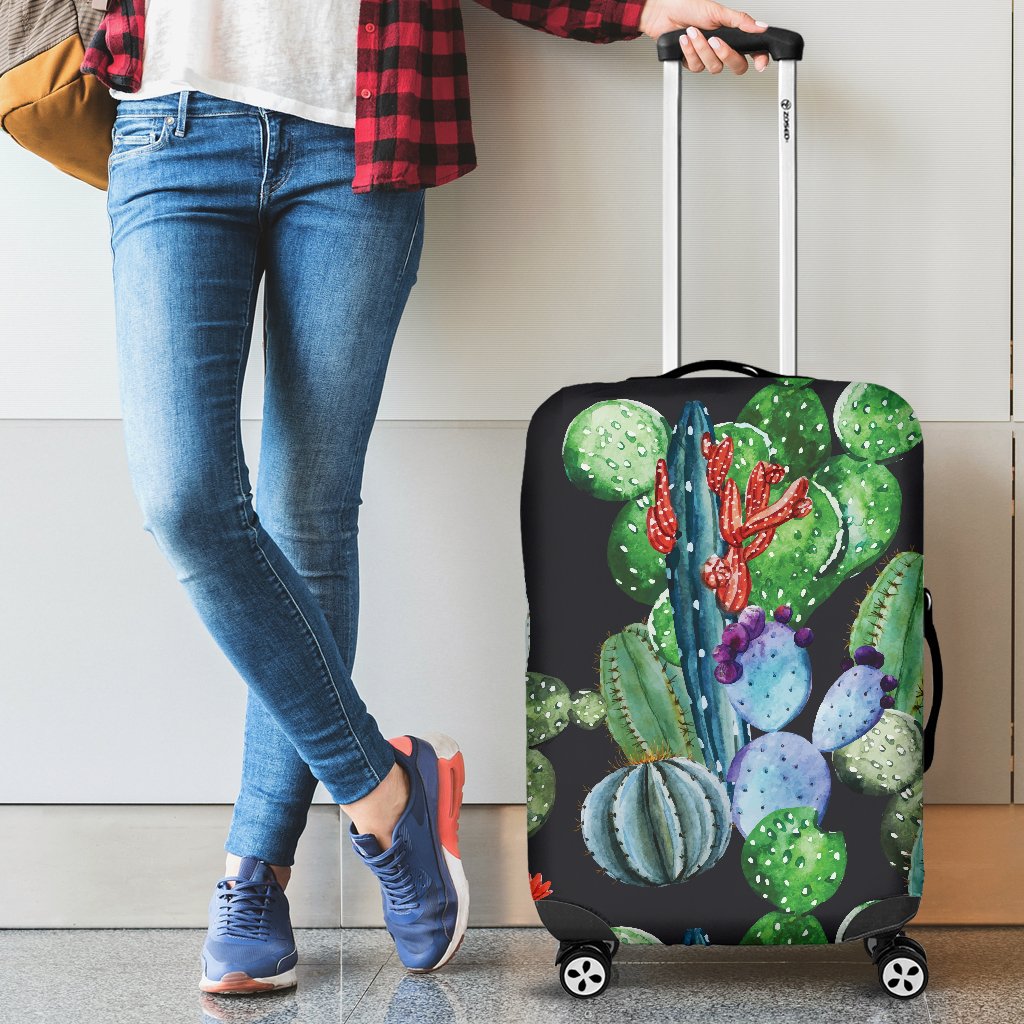 Cactus Watercolor Style Print Luggage Cover Protector
