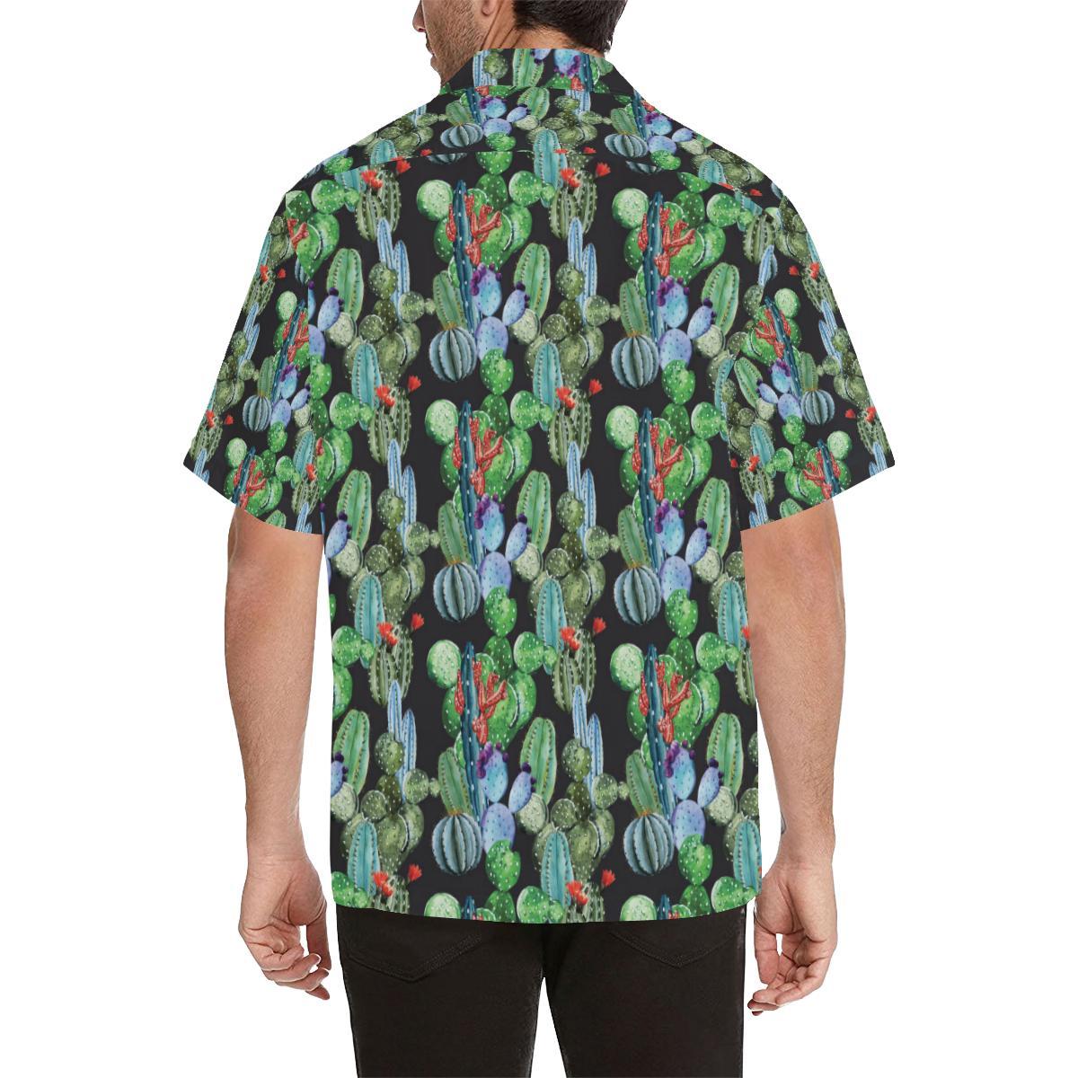 Cactus Watercolor Style Print Men Aloha Hawaiian Shirt