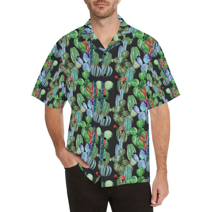 Cactus Watercolor Style Print Men Aloha Hawaiian Shirt