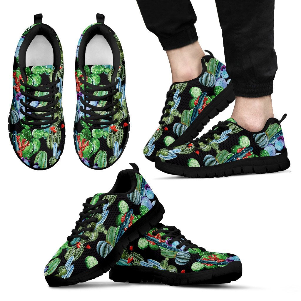 Cactus Watercolor Style Print Men Sneakers Shoes