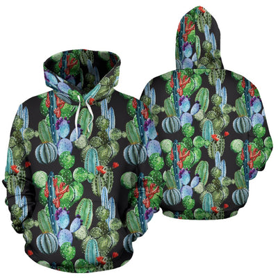 Cactus Watercolor Style Print Pullover Hoodie