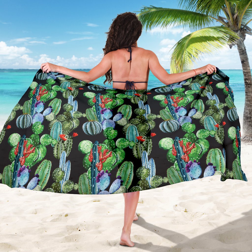 Cactus Watercolor Style Print Sarong Pareo Wrap