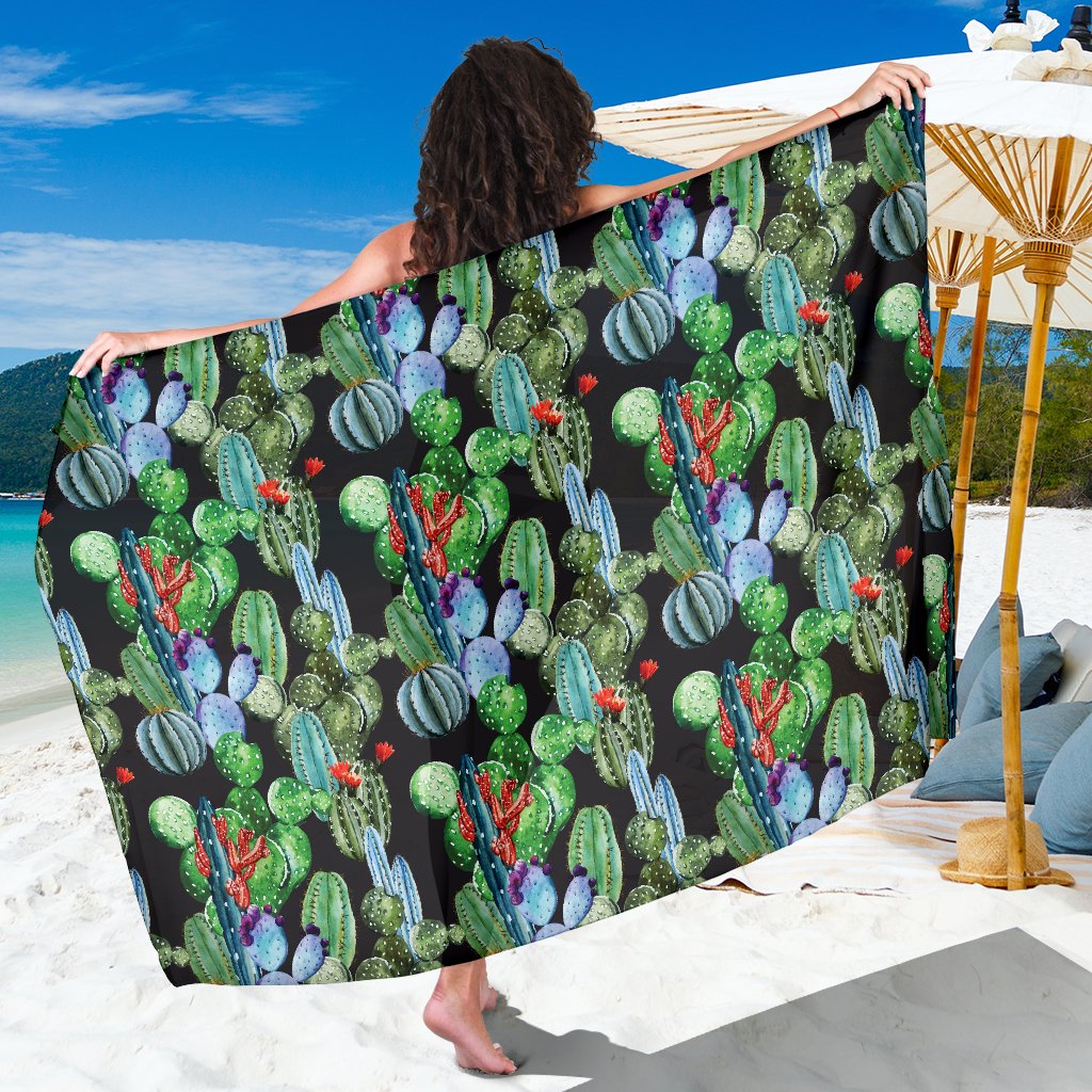 Cactus Watercolor Style Print Sarong Pareo Wrap