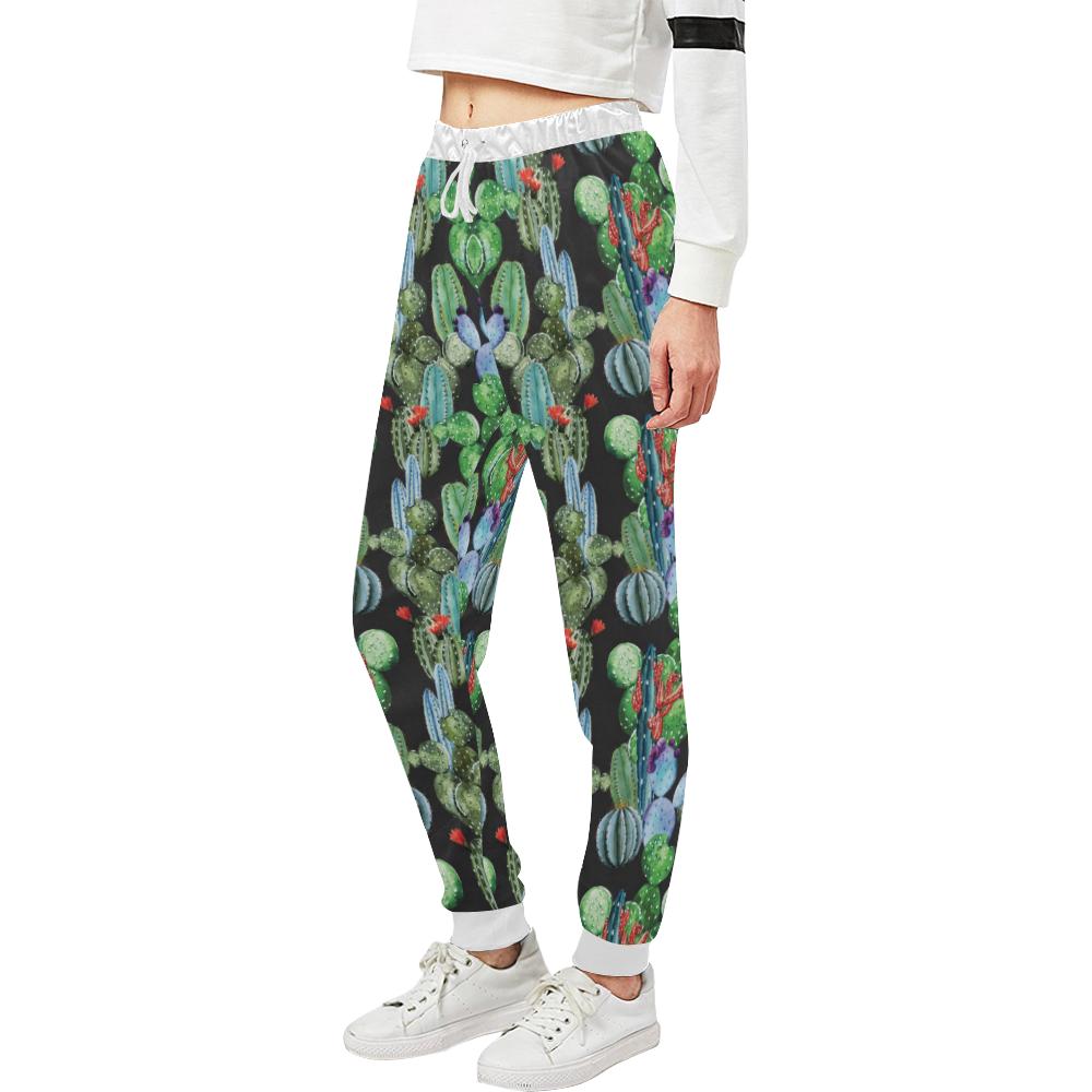 Cactus Watercolor Style Print Unisex Casual Sweatpants (Model L11)-JTAMIGO.COM