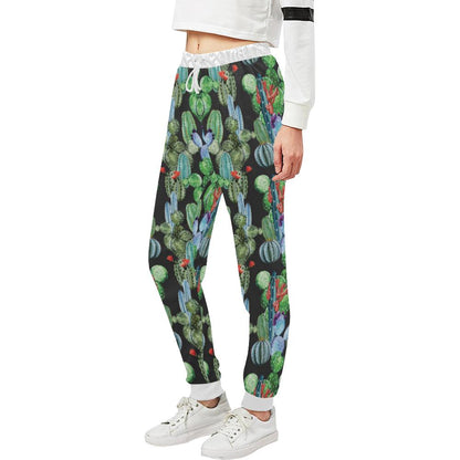 Cactus Watercolor Style Print Unisex Casual Sweatpants (Model L11)-JTAMIGO.COM