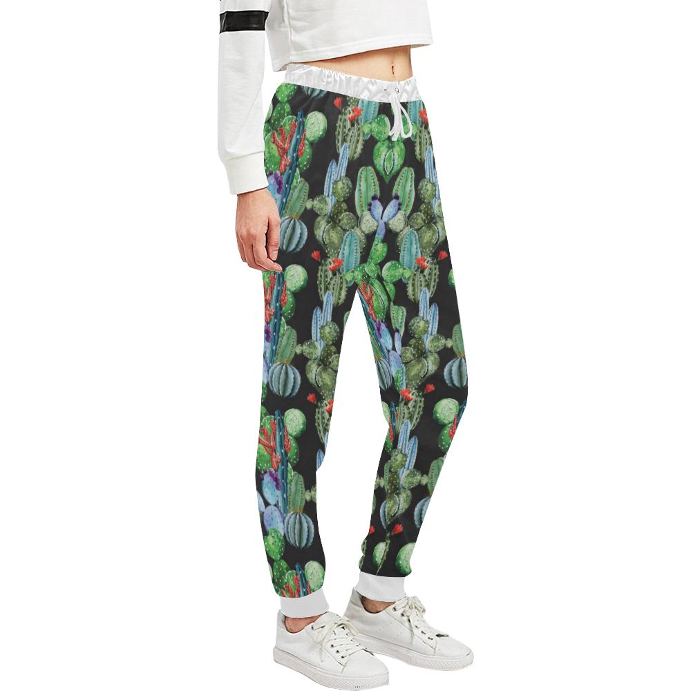 Cactus Watercolor Style Print Unisex Casual Sweatpants (Model L11)-JTAMIGO.COM