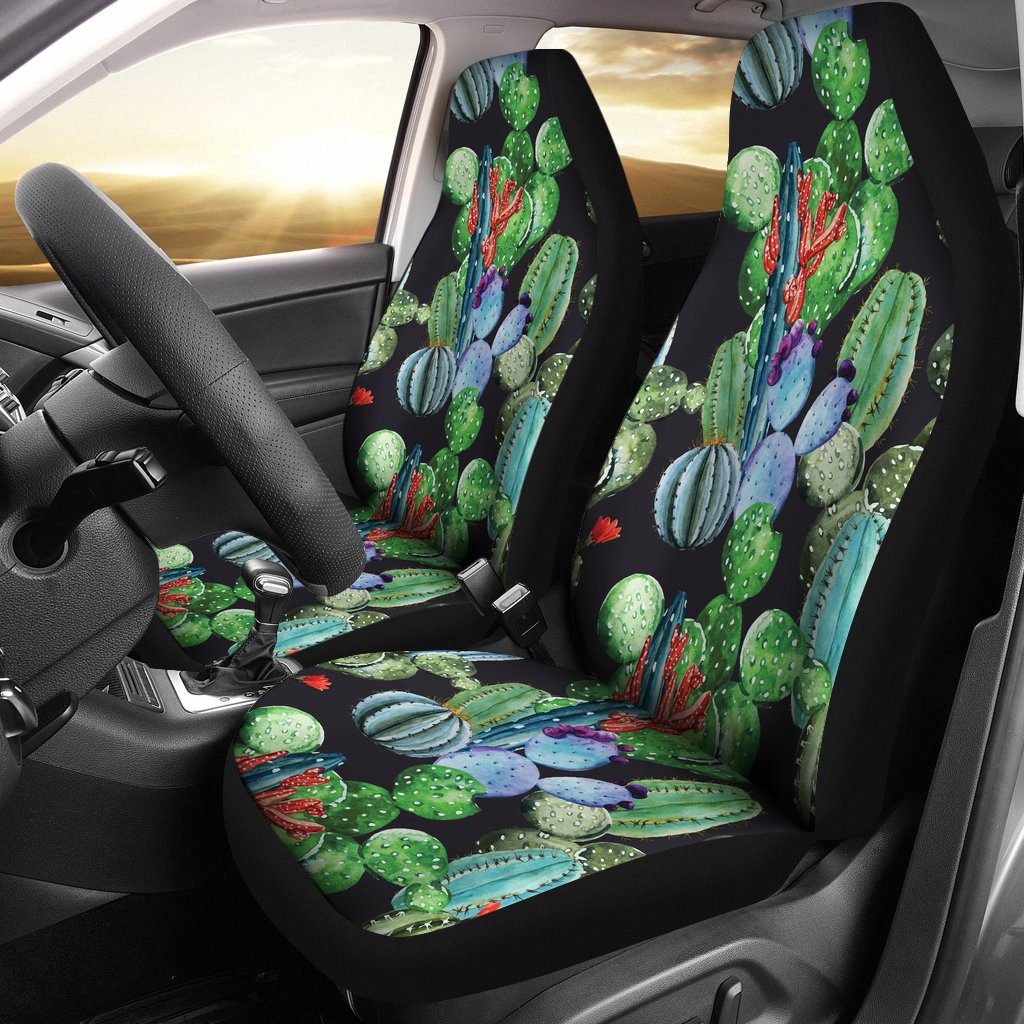 Cactus Watercolor Style Print Universal Fit Car Seat Covers