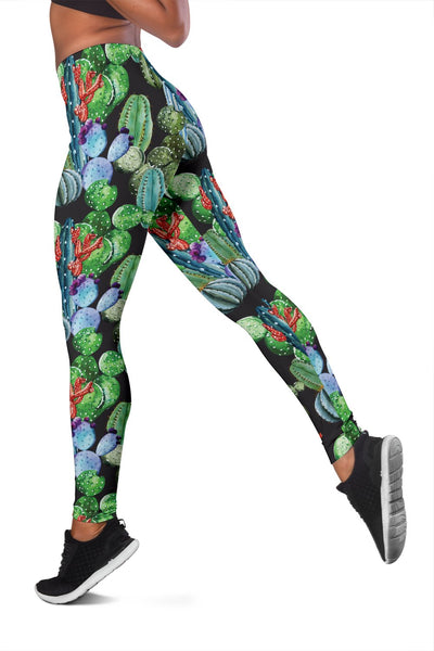 Cactus Watercolor Style Print Women Leggings
