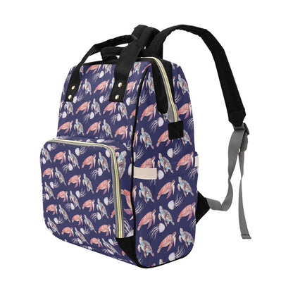 Sea Turtle With Jelly Fish Print Design LKS301 Diaper Bag Backpack