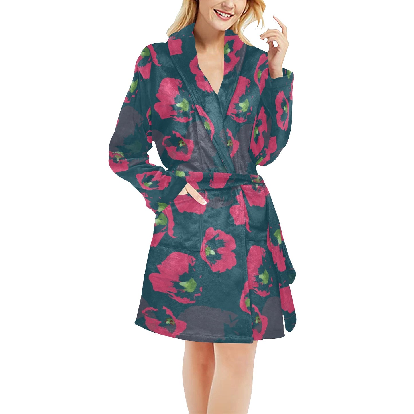 Morning Glory Pattern Print Design 01 Women's Fleece Robe