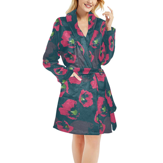 Morning Glory Pattern Print Design 01 Women's Fleece Robe