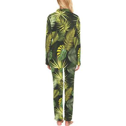 Palm Leaf Pattern Print Design A05 Women's Long Pajama Set