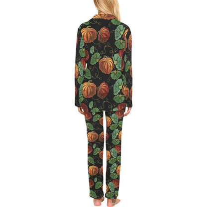 Pumpkin Pattern Print Design A02 Women's Long Pajama Set