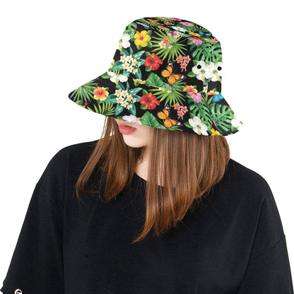 Hibiscus With Butterfly Print Design LKS305 Unisex Bucket Hat